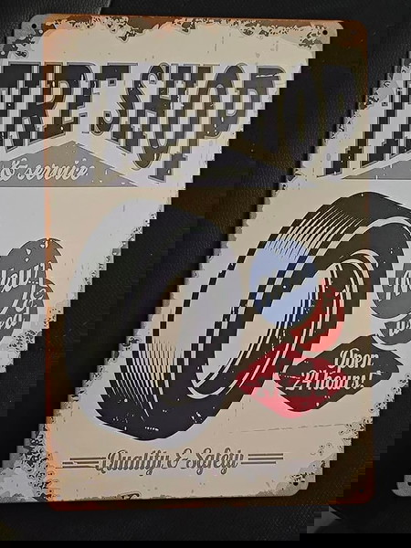 Μεταλλικη Ανοξειδωτη Πινακιδα Tire Shop