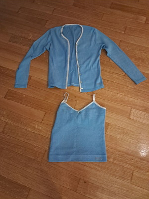 Topaki with baby blue jacket like new, terry with satin trim Monix