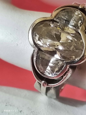 Ασημένιο δαχτυλίδι 925 με Swarovski, σαν καινούργιο, vintage αισθητική, μέγεθος 15(55)