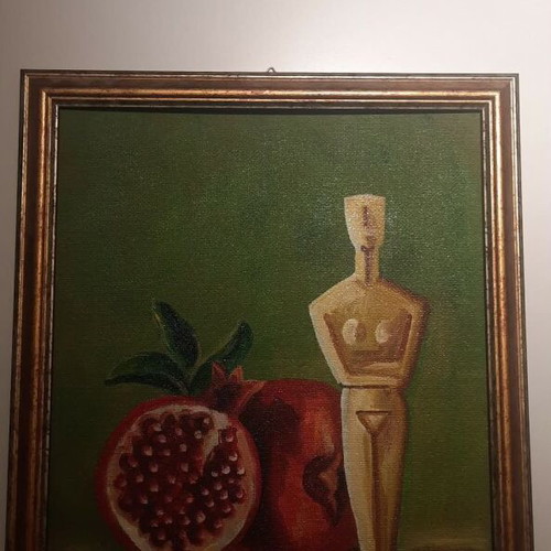 Painting Mitrotita acrylic on hardboard new with frame