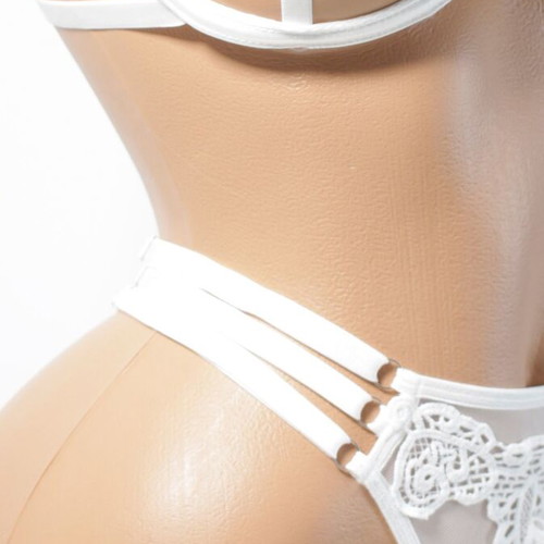 Lingerie set of three pieces with lace, new, white