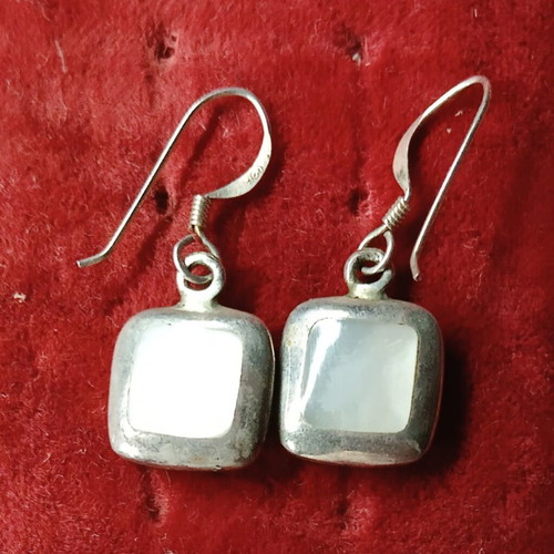 Silver earrings with moonstone and turquoise, new