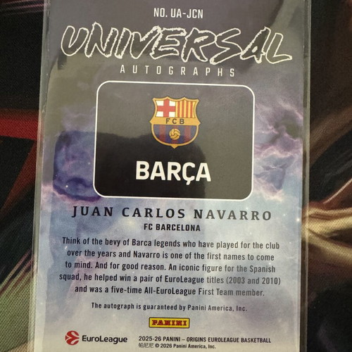 Juan Carlos Navarro Origins Euroleague 2025/26 autograph card like new