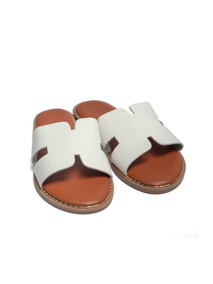 Flat sandals with side cutouts new, black and white