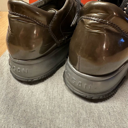 Hogan sneakers used, gray glossy, size 39