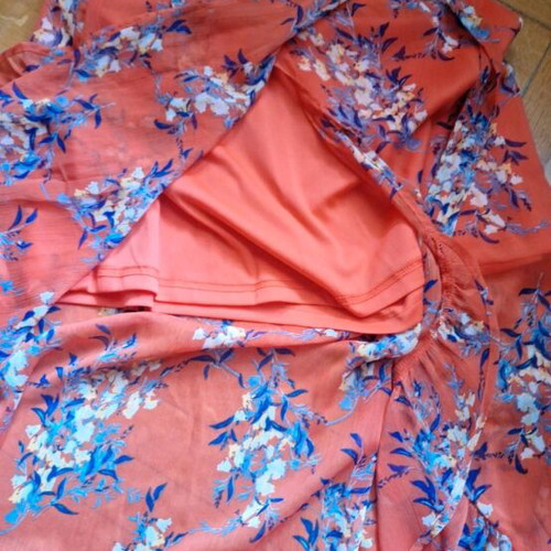 Semi-transparent wrap skirt like new, red orange, size S