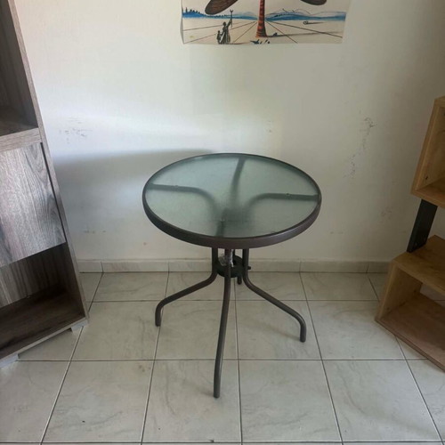 Furniture set used with metal chairs, table, and bookshelves