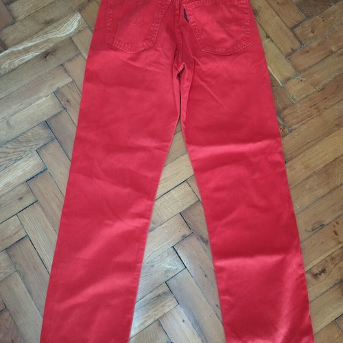 Red vintage straight-leg jeans like new, low waist, size XXS