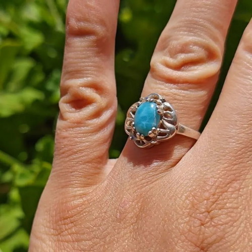 Silver ring with Larimar new, size 7