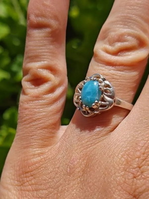Silver ring with Larimar new, size 7