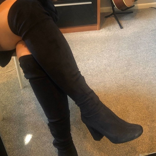 ZARA over the knee suede boots like new, size 39, black-blue