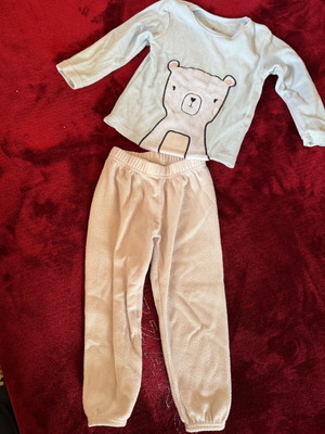 Girls fleece pajamas used, size 3/4 years, beige and turquoise