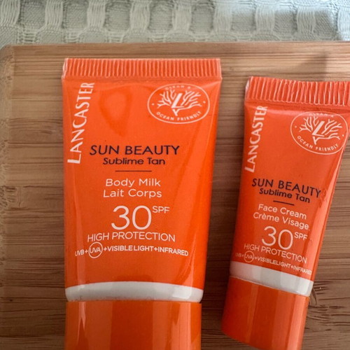Lancaster Sun Beauty set with Body Milk 30spf 15ml and Face Cream 30spf 3ml new