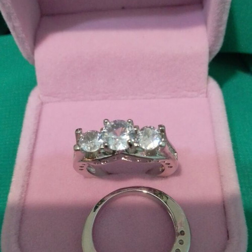 Silver-plated rings new, set of 2, size 6 or 16 with velvet box