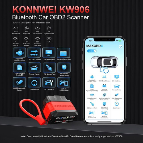 Konnwei KW906 OBD2 Diagnostic Scanner Bluetooth 5.2 New