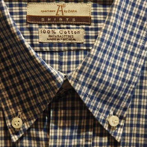 Zara men's shirt XL like new, white and blue cotton