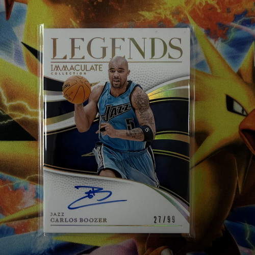 Carlos Boozer On-Card Auto Numbered 27/99 Panini Immaculate Utah Jazz NBA card