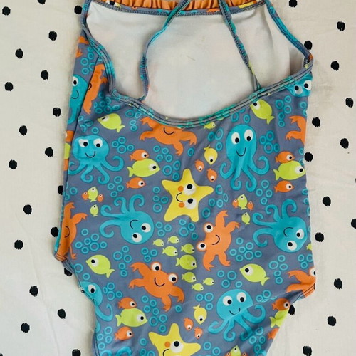 Children's one-piece swimsuit used, 10 years old, multicolored