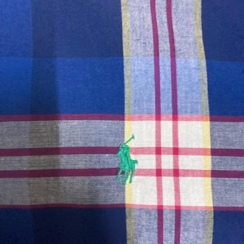 Ralph Lauren Fun Oxford Long Sleeve Shirt XXL, blue red blocked with green pony