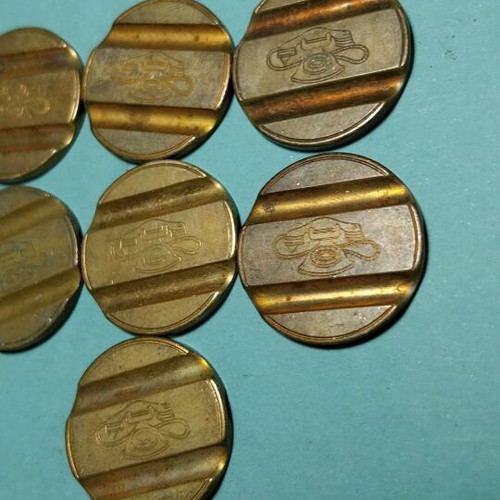 Gettone used phone coins, pack of 7 pieces