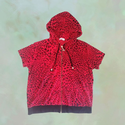 SugarFree short-sleeve hoodie with leopard print, like new, XL