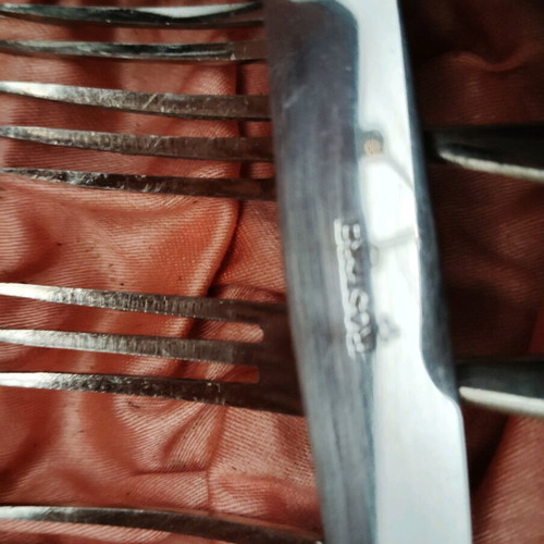 Vintage Art Deco fruit cutlery set used, 1930's