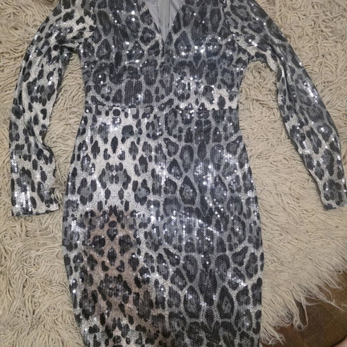 Shiny Leopard Print Gray Dress like new, M/L size