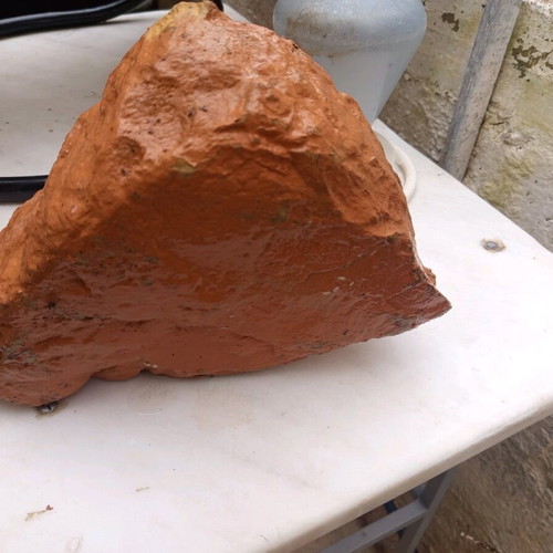 Stone waterer refurbished, carved stone