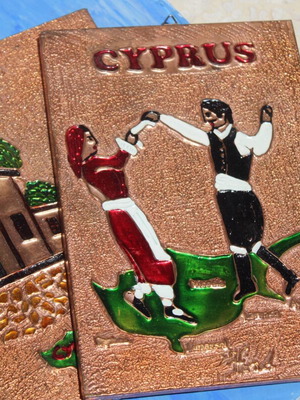 Handmade copper paintings from Cyprus