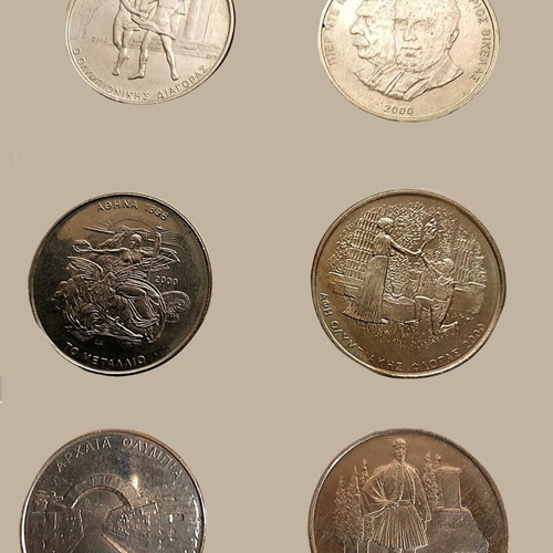 Commemorative 500 Drachma Coins Used Set of 6 Athens 2004 Olympics