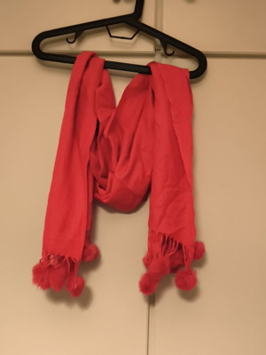 Red scarf with tassels like new