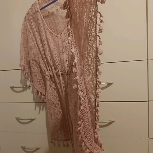 Boho style baby pink beach kaftani like new, one size