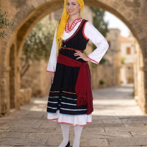 Traditional women's costume of Rhodes Dodecanese new, with sash