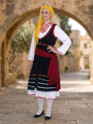 Traditional women's costume of Rhodes Dodecanese new, with sash