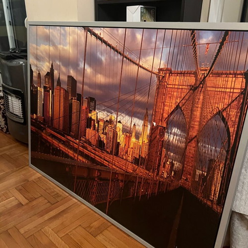 Large decorative New York Brooklyn Bridge sunset print like new
