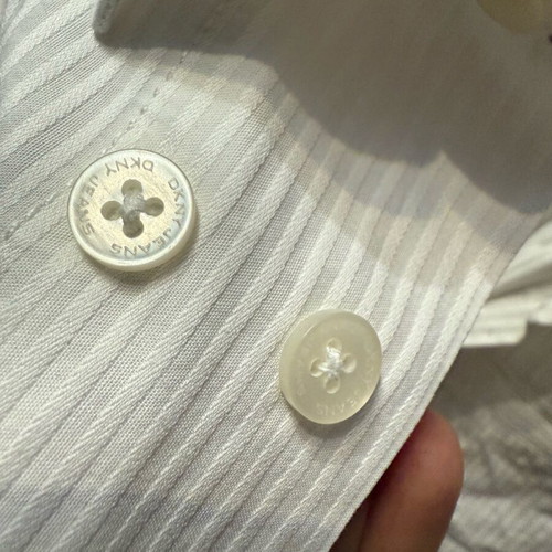 DKNY Women's White Shirt like new with stripe and double button row