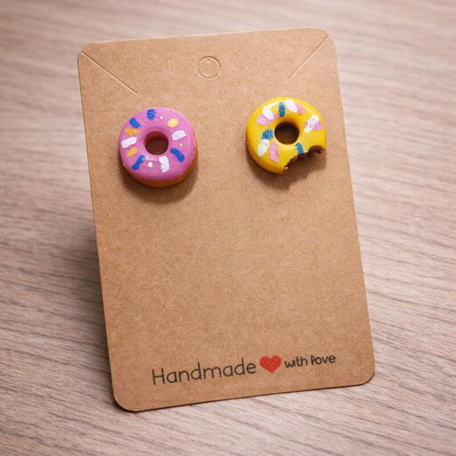 Handmade 3D Printed Donut Earrings with Colorful Sprinkles new
