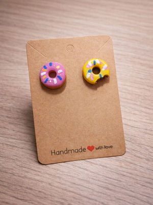 Handmade 3D Printed Donut Earrings with Colorful Sprinkles new