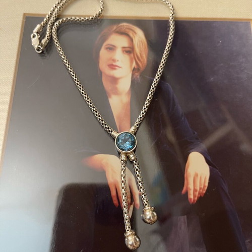 Italian Silver Necklace with Topaz like new, stamped 925, 16 g