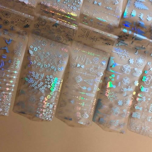 Ολογραφικά αυτοκόλλητα νυχιών Aurora Glass καινούργιο, πακέτο 5 τεμ.