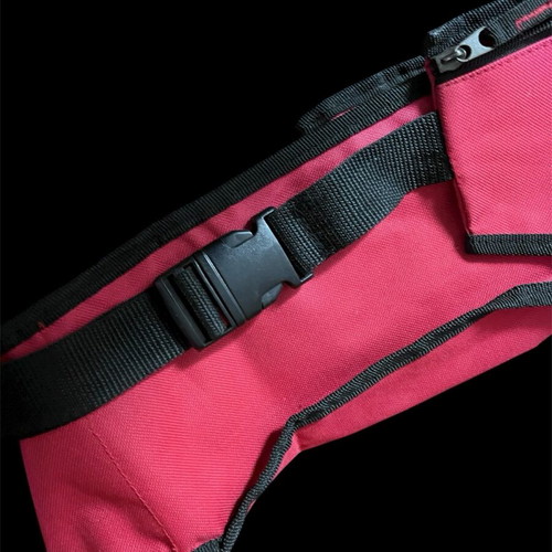 Waist bag new, red with multiple compartments and zipper