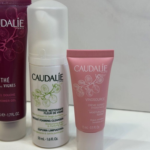 Caudalie set new, cologne, cream, cleanser and shower gel