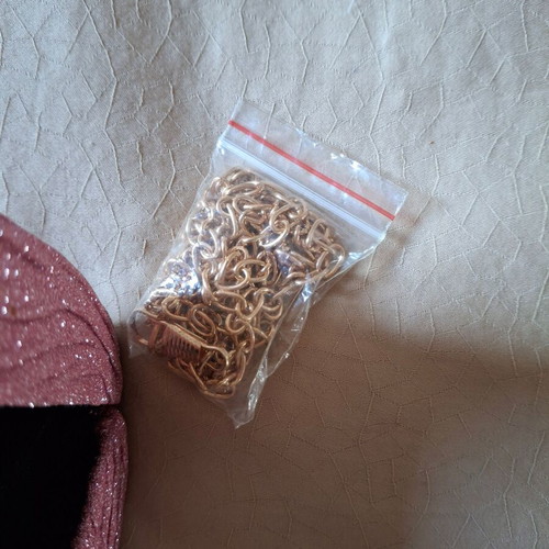 Women's pink metallic clutch bag new with chain strap