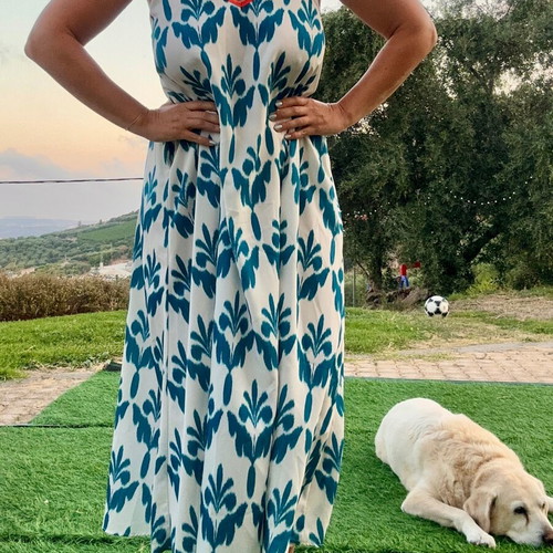 Karavan Tati dress, white and blue