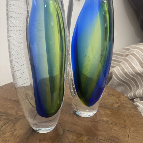 Kosta Boda crystal vases 28 cm, like new, set of 2