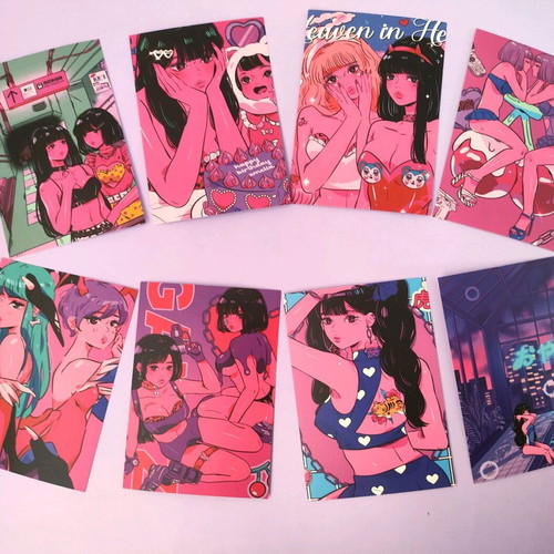 Pink Girls poster cards new set of 8 pieces