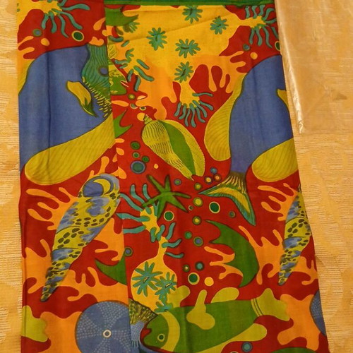 Sarong beachwear large with sea bottom and fish design, new