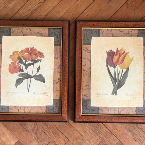 Set of 2 vintage flower frames retro decoration