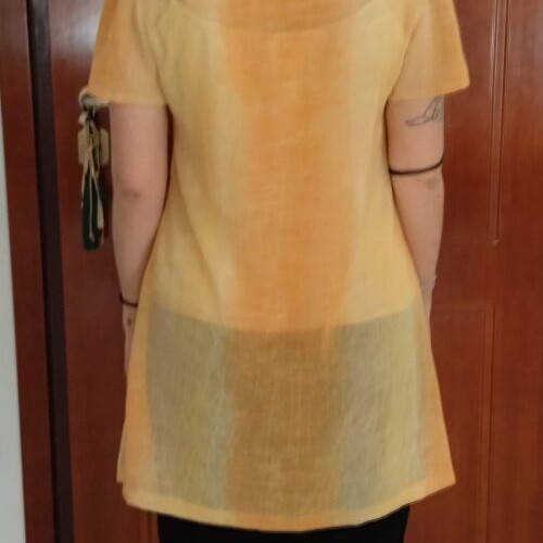 Semi-transparent tunic like new, size M/L, orange-yellow batik