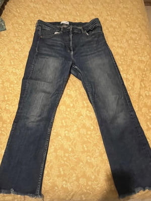 Zara jeans with fringes like new, blue, size XL